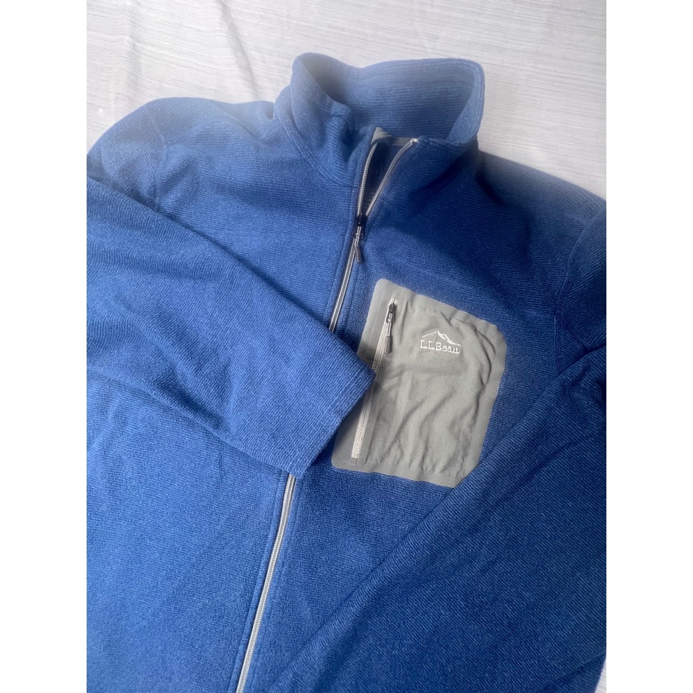 LL Bean Mens XL Blue Full Zip Fleece Jacket Slightly Fitted 502814 827